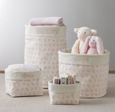 Nursery canvas storage - pink bunny - Image 0