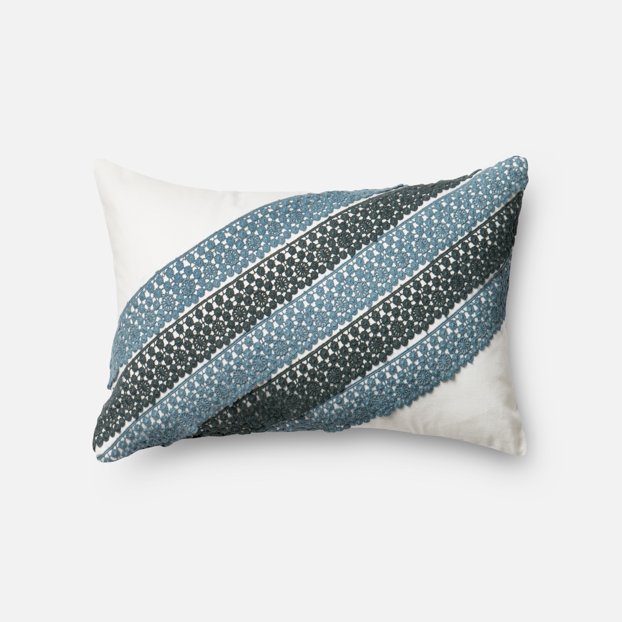 P0322 BLUE / WHITE Pillow - 13" x 21"; Poly insert - Image 0
