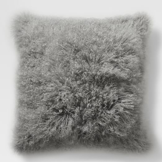 Mongolian Lamb Pillow Cover - Platinum (24" Sq.)- Insert Sold Separately - Image 0