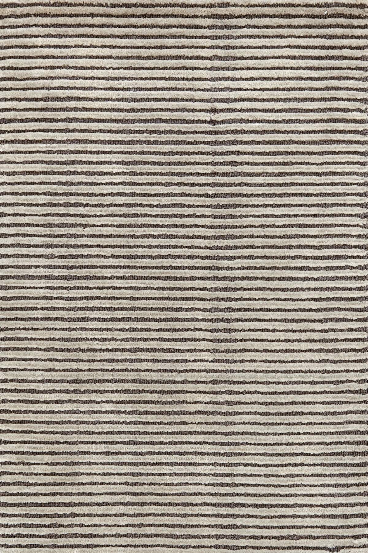 CUT STRIPE GREY HAND KNOTTED RUG - 5' x 8' - Image 0