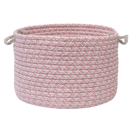 Color Tweed Wool Blend Basket - 18"; Pink - Image 0