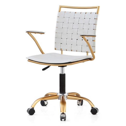 Mid-Back Office Chair - Gold and White - Image 0