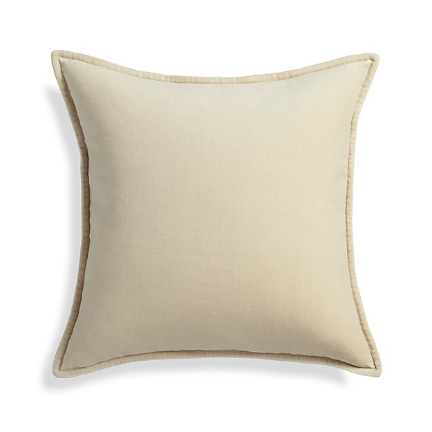 Brenner Cream 20" Velvet Pillow with Down-Alternative Insert - Image 0