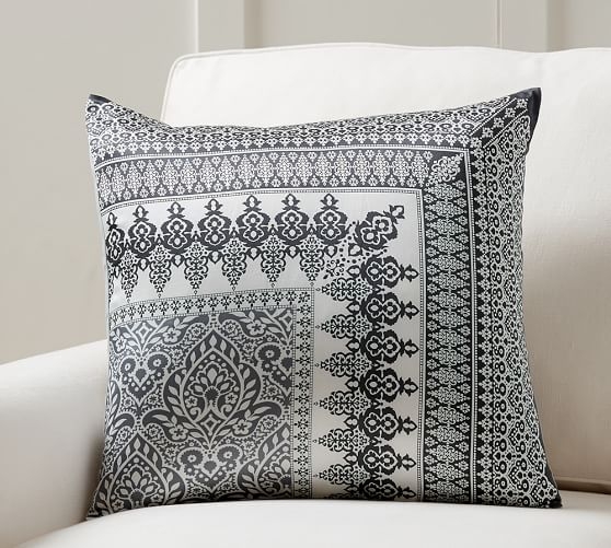 Nori Scarf Print Pillow Cover - Grey - 20" square - Insert sold separately - Image 0