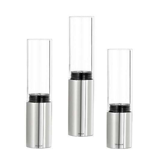 Faro 6 Piece Stainless Steel & Glass Hurricane Set - Clear Glass - Image 0