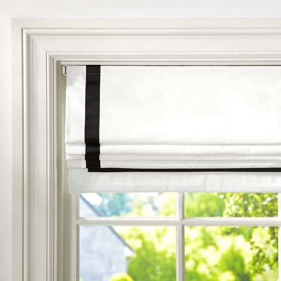 Suite Ribbon Cordless Roman Shade With Blackout Lining - Black, 44" x 64" - Image 0