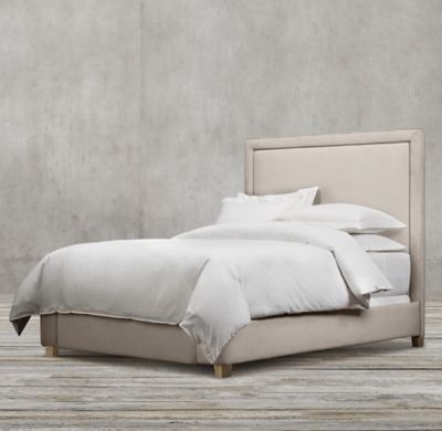 Wallace Fabric Bed-King-Belgian Linen -Sand-60" Headboard - Image 0