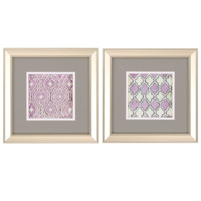 Purple Quatrafoil 2 Piece Framed Graphic Art Set -12"x12"- Framed ( champagne gold ) - Image 0