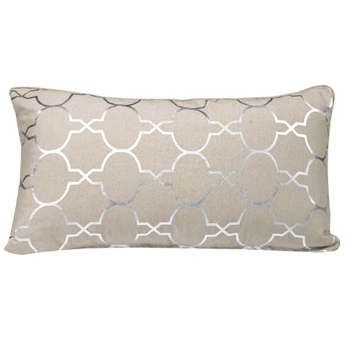 Salisbury Foil Tile Lumbar Pillow - Silver - 14" H x 26" W - Down/Feather insert - Image 0