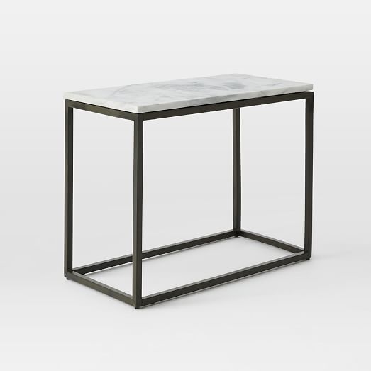 Box Frame Narrow Side Table - Marble/Antique Bronze - Image 0