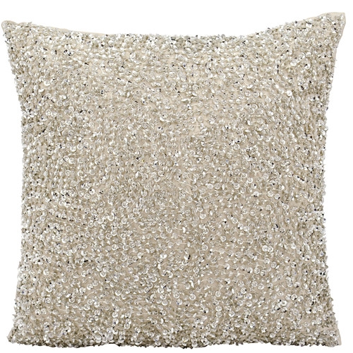 Sequins & Seed Beads Throw Pillow, Silver - 18''x 18" - Polyfill insert - Image 0