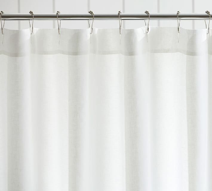 Belgian Flax Linen Hemstitch Shower Curtain - Image 0