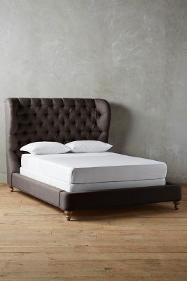 Linen Tufted Wingback Bed - Image 0