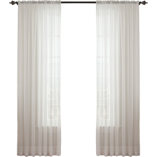 Textured Chiffon Single Curtain Panel - White, 96x52 - Image 0