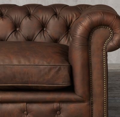 98" KENSINGTON LEATHER SOFA - Burnham leather in cognac 38â€ classic depth Standard fill - Image 0