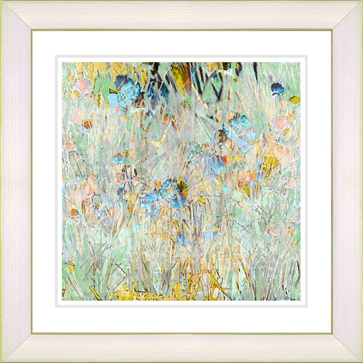 Spring 'Meadow' - Framed Painting Print in Yellow/Blue - 14 x 14 - Image 0