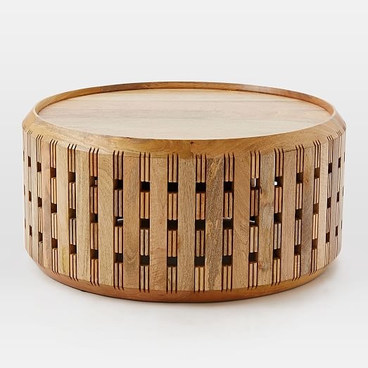 Pierced Wood Drum Coffee Table - Image 0