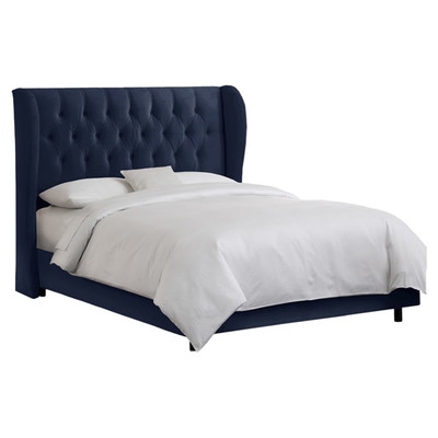 Basildon Upholstered Panel King Bed - Navy - Image 0