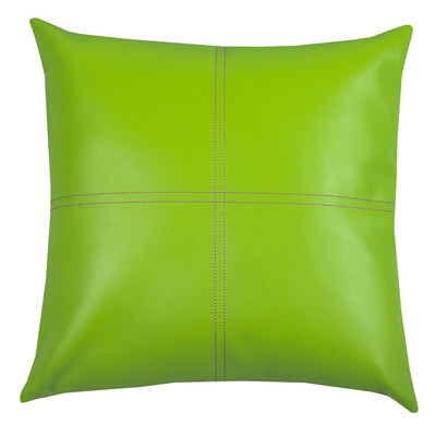 Urban Loft Fun Faux Leather Polyester Throw Pillow - 18" H x 18" W x 5" D - with insert - Image 0
