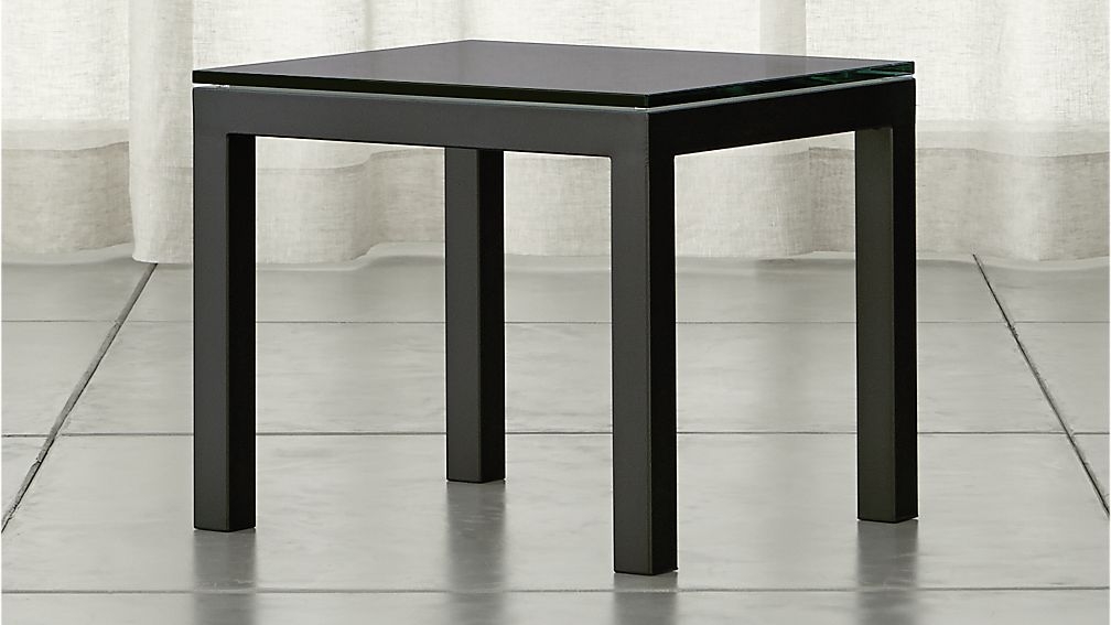 Parsons Side Table with Grey Glass Top - Image 0
