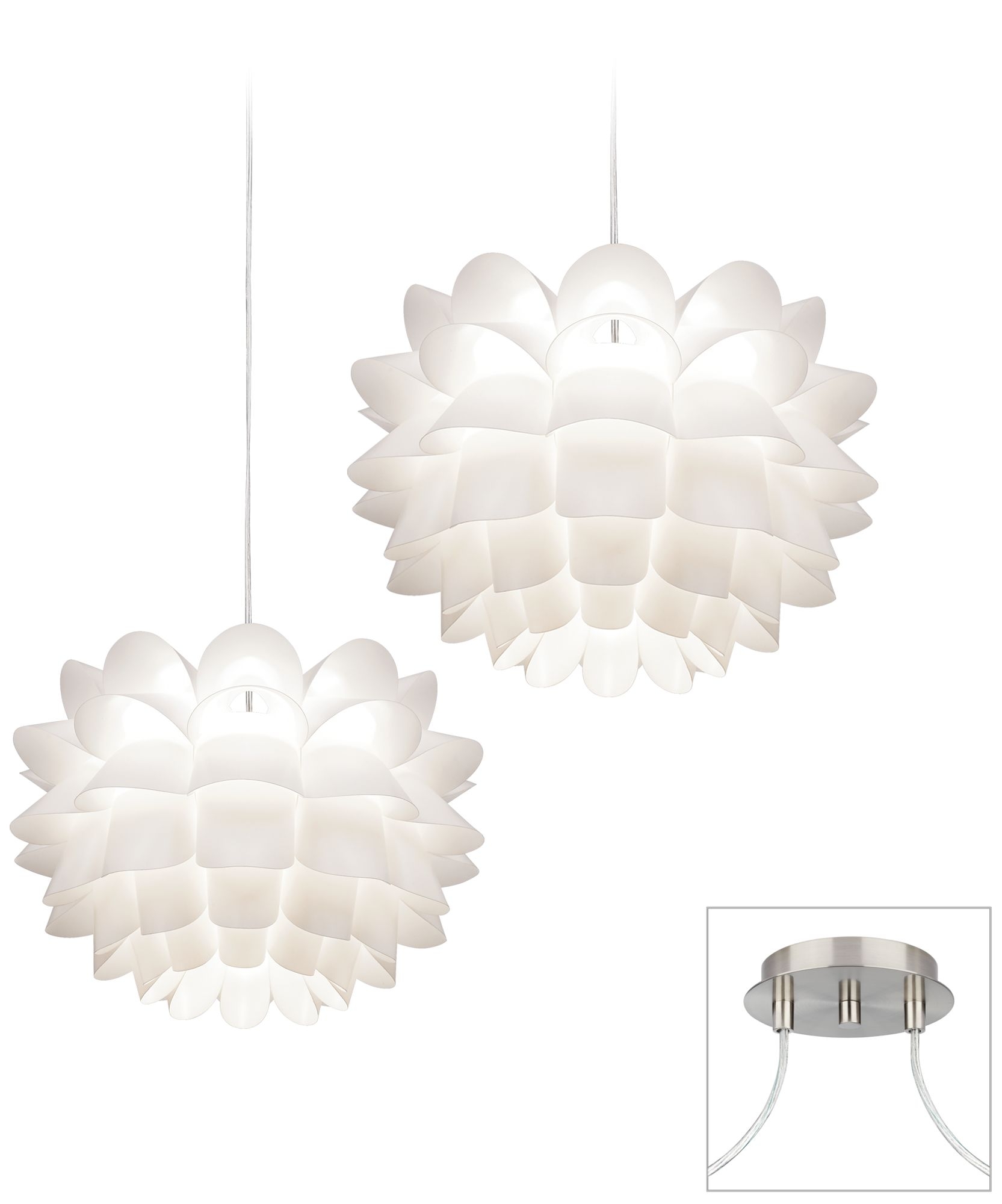 White Flower Brushed Nickel Double Swag Chandelier - Image 0