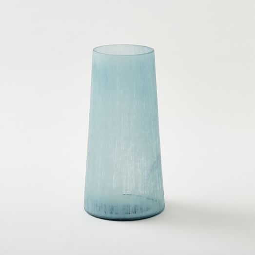 Frosted Mesh Glass Vase-12"-Blue - Image 0