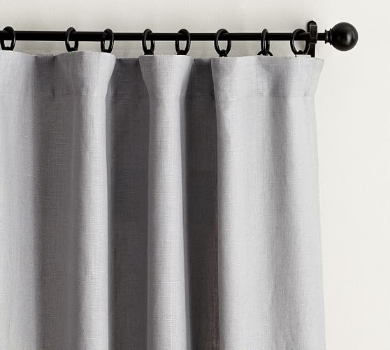 Belgian Flax Linen Drape - Without blackout, Grey, 108"L - Image 0