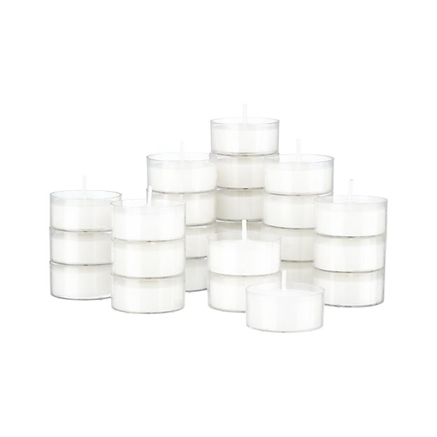 Set of 25 Clear-Cupped White Tea Lights - Image 0
