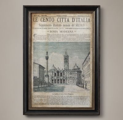 VINTAGE ITALIAN NEWSPAPER-2-17Â½"W x 25Â¼"H-Framed - Image 0