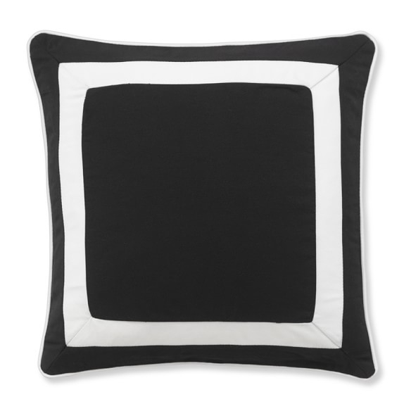 Outdoor Solid Pillow Cover With White Border, Black - 20" sq. - Insert sold separately - Image 0