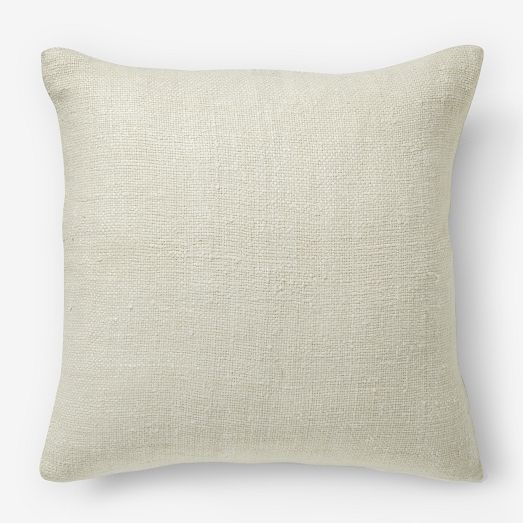 Solid Silk Hand-Loomed Pillow Cover - Stone White - 20" - Insert Sold Separately - Image 0