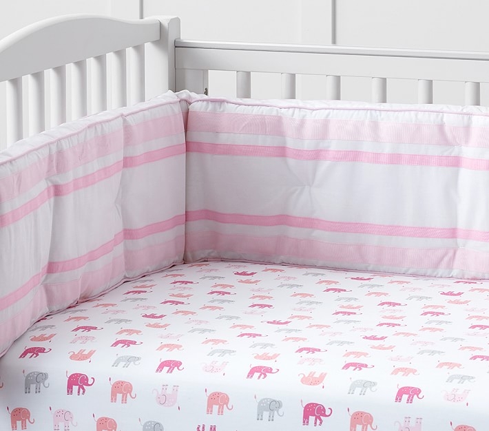 Harper Elephant Nursery Bedding - Crib Fitted Sheet; Pink - Image 0