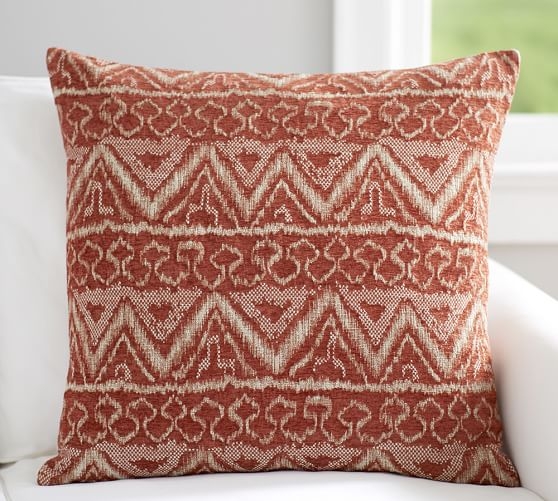 Ikat Jacquard Pillow Cover- 24" sq-Multicolored- Insert sold separately. - Image 0
