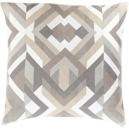Geometric Cotton Throw Pillow - 18" x 18" - Charcoal - Polyester filled - Image 0