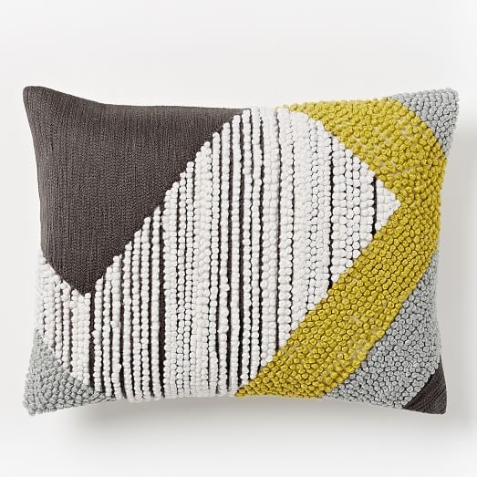 Striped Angled Crewel Pillow Cover - Slate - 12"w x 16"l - Insert Sold Separately - Image 0