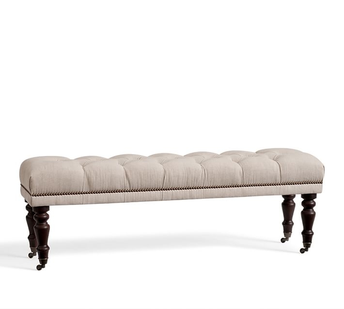 QUEEN BENCH TUFTED WITH TURNED BLACK LEG - Image 0