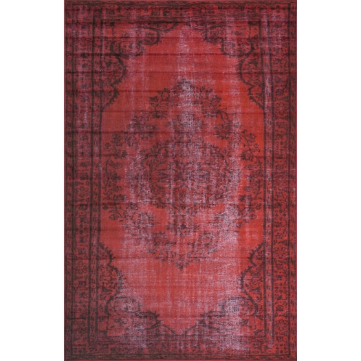 Remade Distressed Overdyed Red Area Rug - Image 0