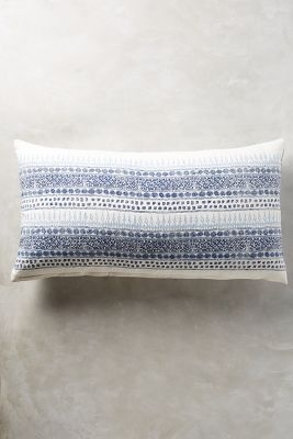 John Robshaw Primrose Pillow, Blue, 17" x 32" , Down Fill - Image 0