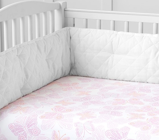 Ava Butterfly Crib Fitted Sheet - Coral - Image 0