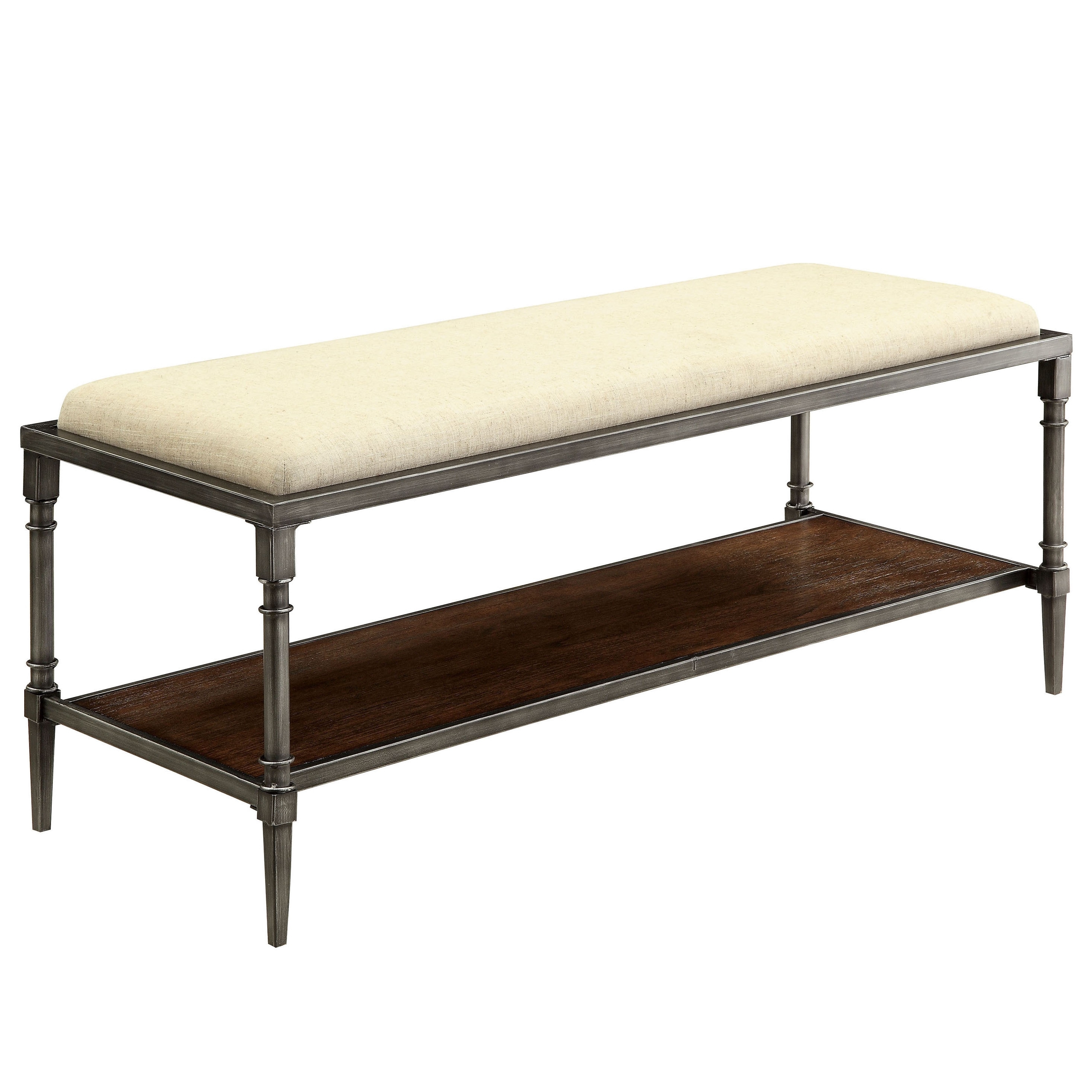 Furniture of America Loren Natural Industrial Ivory Flax Bench - Image 0