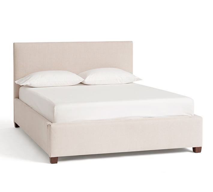 RALEIGH UPHOLSTERED SQUARE LOW BED & HEADBOARD - Image 0