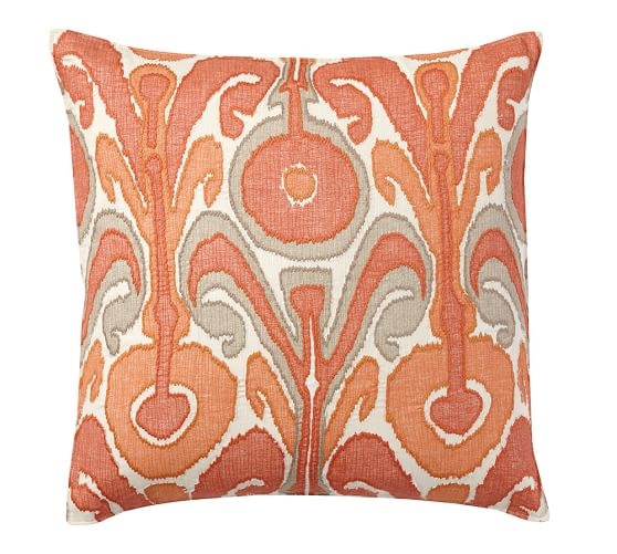 KENMARE IKAT EMBROIDERED ORANGE PILLOW COVER - 24" square - Insert sold separately - Image 0
