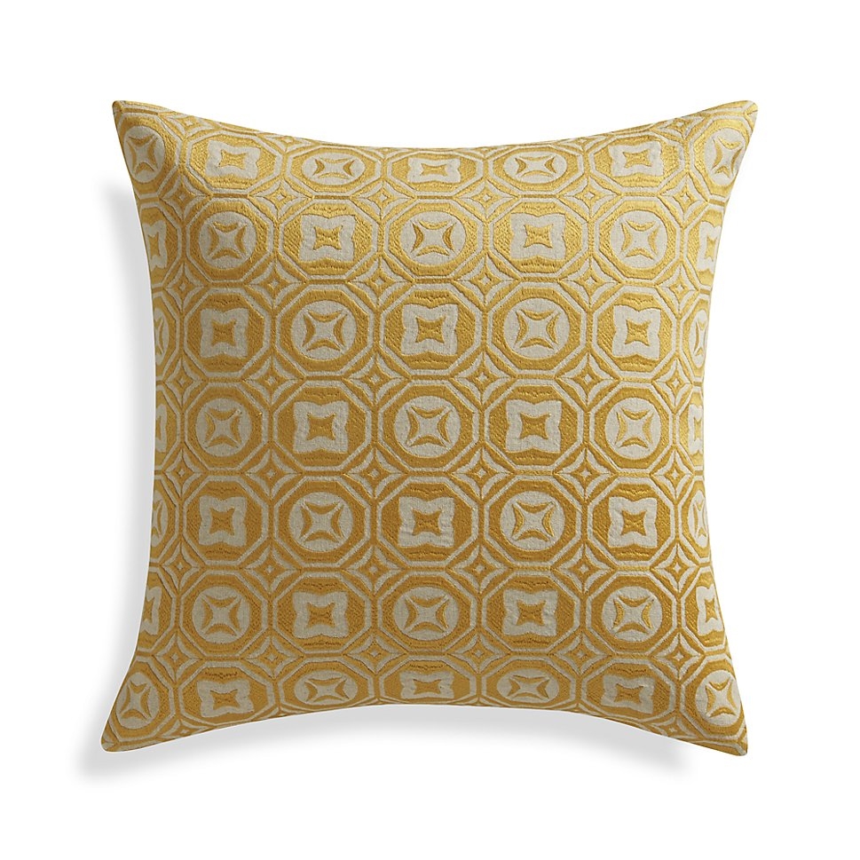 Caro Yellow 20" x 20" Pillow with Feather-Down Insert - Image 0