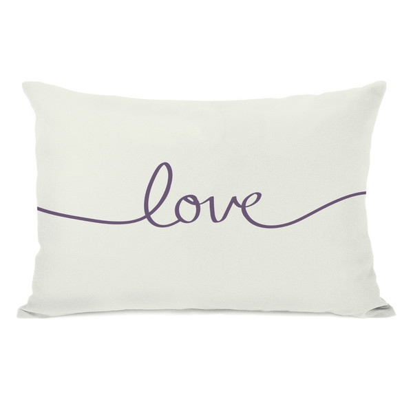 Love Mix and Match Reversible Lumbar Pillow - Ivory/Grape  - 14x20 with insert - Image 0