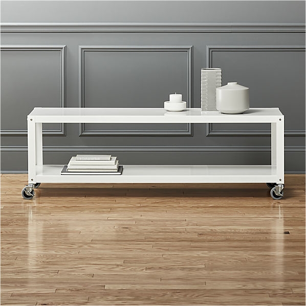 go-cart white rolling tv stand/coffee table - Image 0