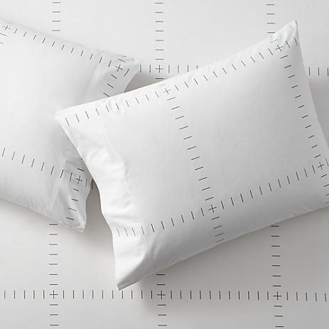 set of two SAIC origin grid white standard pillowcases. - Image 0