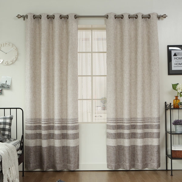 Aurora Home Striped Shimmer Taffeta Weave Grommet Curtain Panel Pair - Image 0