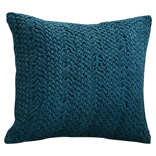 Stoney Littleton Textured Triangles Cotton Throw Pillow- Teal Green - 18" sq- Polyester fill insert - Image 0