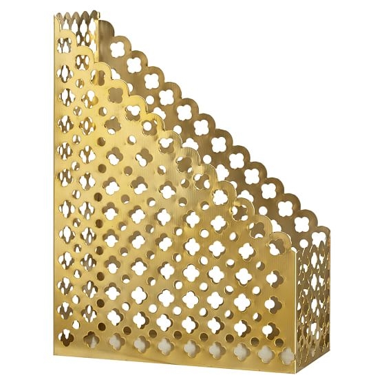 Golden Glam Divided Tray, Gold - Magazine Caddy - Image 0