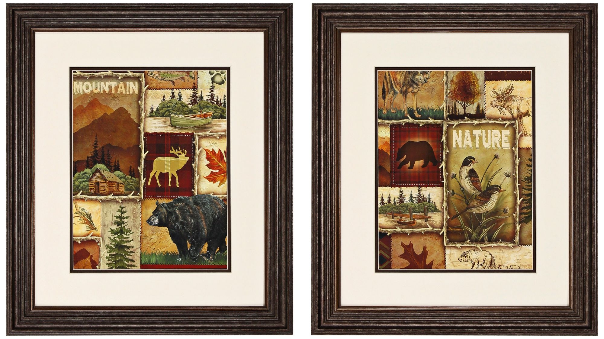 Lodge Collage 2-Piece 23" High Framed Wall Art Set - Image 0